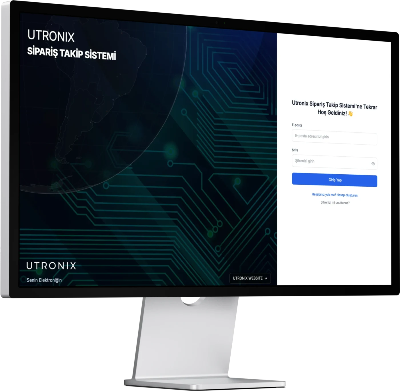 Login screen of the Utronix PCB Order Tracking System (OMS)