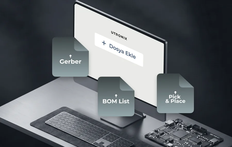 Screen for uploading Gerber, BOM and Pick & Place files to the Utronix PCB order system